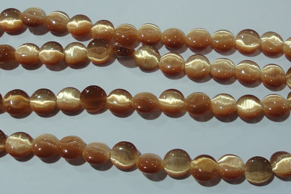 CCT517 15 inches 10mm flat round cats eye beads wholesale