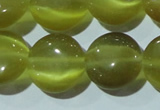 CCT519 15 inches 10mm flat round cats eye beads wholesale