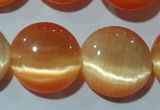 CCT543 15 inches 12mm flat round cats eye beads wholesale