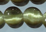 CCT547 15 inches 12mm flat round cats eye beads wholesale