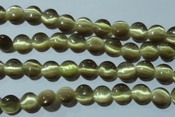 CCT547 15 inches 12mm flat round cats eye beads wholesale