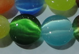 CCT552 15 inches 12mm flat round cats eye beads wholesale