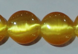 CCT571 15 inches 14mm flat round cats eye beads wholesale