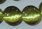 CCT573 15 inches 14mm flat round cats eye beads wholesale