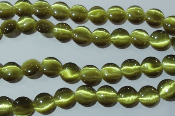 CCT573 15 inches 14mm flat round cats eye beads wholesale