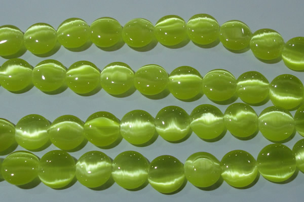 CCT574 15 inches 14mm flat round cats eye beads wholesale