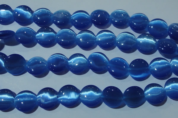 CCT578 15 inches 14mm flat round cats eye beads wholesale