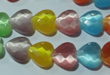 CCT973 15 inches 12*12mm faceted heart cats eye beads wholesale