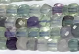 CCU1002 15 inches 4mm faceted cube fluorite beads