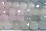 CCU1007 15 inches 4mm faceted cube morganite beads