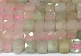 CCU1008 15 inches 4mm faceted cube morganite beads