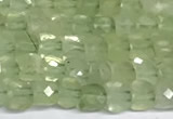 CCU1014 15 inches 4mm faceted cube prehnite beads