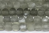 CCU1017 15 inches 4mm faceted cube grey moonstone beads