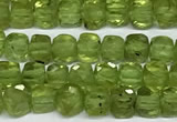 CCU1018 15 inches 4mm faceted cube olive quartz beads