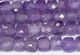 CCU1019 15 inches 4mm faceted cube amethyst beads