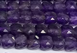 CCU1021 15 inches 4mm faceted cube amethyst beads