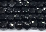 CCU1030 15 inches 4mm faceted cube black tourmaline beads