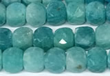 CCU1039 15 inches 6mm faceted cube amazonite beads