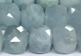 CCU1049 15 inches 8mm faceted cube aquamarine beads