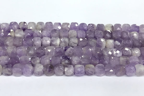 CCU1051 15 inches 8mm faceted cube lavender amethyst beads