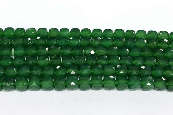 CCU1056 15 inches 8mm faceted cube green agate beads