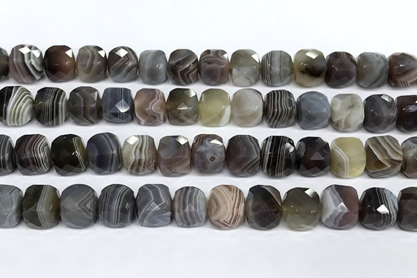 CCU1058 15 inches 8mm faceted cube botswana agate beads