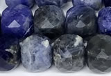 CCU1064 15 inches 8mm faceted cube sodalite beads