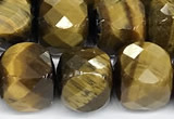 CCU1066 15 inches 8mm faceted cube yellow tiger eye beads