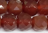 CCU1067 15 inches 8mm faceted cube red agate beads