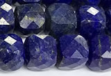 CCU1068 15 inches 8mm faceted cube lapis lazuli beads