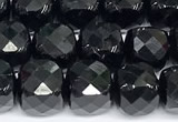 CCU1069 15 inches 8mm faceted cube black tourmaline beads