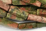 CCU1154 15 inches 4*13mm cuboid unakite beads