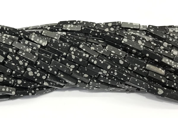 CCU1165 15 inches 4*13mm cuboid snowflake obsidian beads