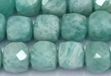 CCU1277 15 inches 6mm - 7mm faceted cube amazonite beads