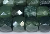 CCU1278 15 inches 6mm - 7mm faceted cube moss agate beads