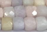 CCU1280 15 inches 6mm - 7mm faceted cube morganite beads