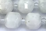 CCU1285 15 inches 9mm - 10mm faceted cube white moonstone beads