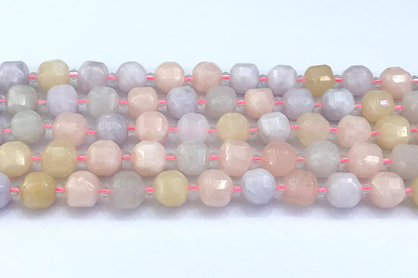 CCU1287 15 inches 9mm - 10mm faceted cube morganite beads