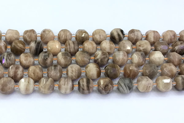 CCU1292 15 inches 9mm - 10mm faceted cube sunstone beads