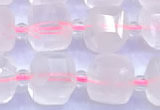 CCU1301 15 inches 9mm - 10mm faceted cube rose quartz beads