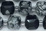 CCU1305 15 inches 9mm - 10mm faceted cube snowflake obsidian beads