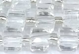 CCU1310 15 inches 7mm - 8mm faceted cube white crystal beads