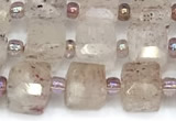 CCU1313 15 inches 7mm - 8mm faceted cube strawberry quartz beads