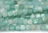 CCU1322 15 inches 2.5mm faceted cube amazonite beads