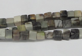 CCU16 15.5 inches 4*4mm cube silver leaf jasper beads wholesale