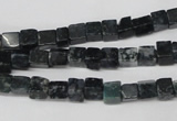 CCU17 15.5 inches 4*4mm cube moss agate beads wholesale