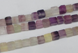 CCU23 15.5 inches 5*5mm cube rainbow fluorite beads wholesale