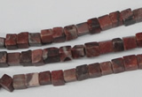 CCU25 15.5 inches 5*5mm cube red picture jasper beads wholesale