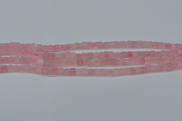 CCU300 15.5 inches 4*4mm cube rose quartz beads wholesale