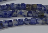 CCU313 15.5 inches 4*4mm cube blue spot stone beads wholesale